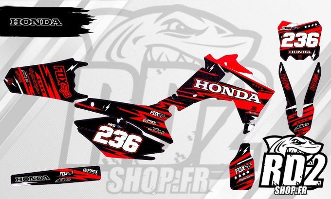 kit deco - rd2 - graphics - rouge - crf - 2021 - 2022 - 2023 - autocollants - stickers - decals