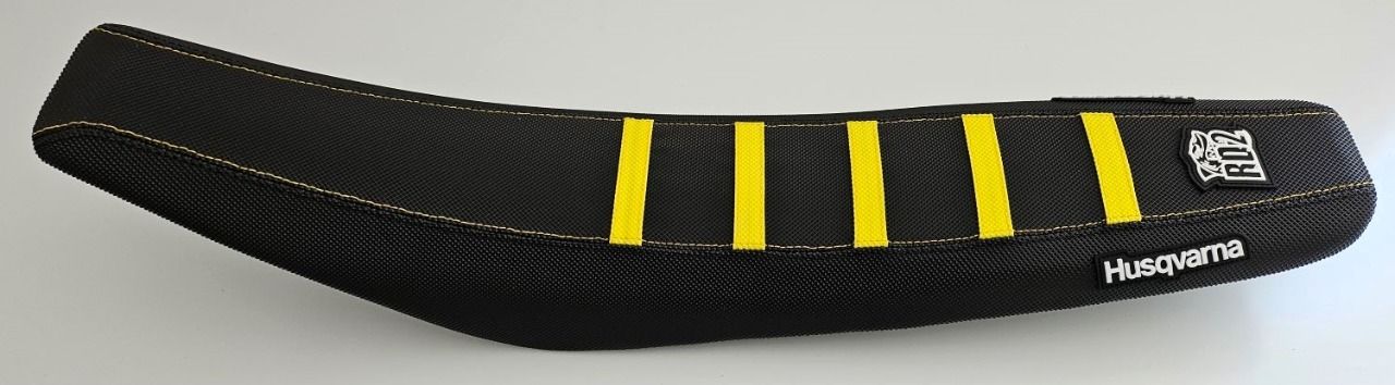 Enjoy Manufacturing Husqvarna Seat Cover TC FC 2019 - 2022 TE FE 2020 – 2023 Ribbed Logo, Black / White