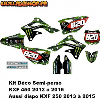 Kit déco Semi-perso Kawasaki KXF 450  ( 2012 à 2022 ) 