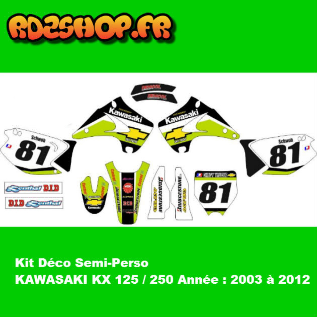 Kit déco Semi-perso Kawasaki KX 125/ 250 ( 03-12 )