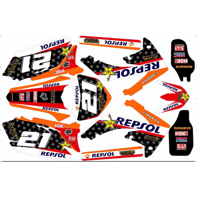 Kit déco Semi-perso Honda CRF 250 / 450 - repsol 2005 , 2006 , 2007 , 2008 , 2009 , 2010 , 2011 , 20