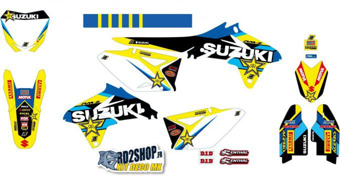 Kit Déco  + Housse Selle SUZUKI RMZ 450 ( 2008 à 2017 ) rockstar