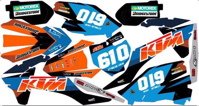 kit deco , rd2shop , ktm sx 85 , orange , bleu ,