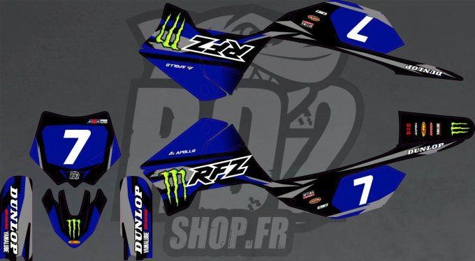 Apollo RFZ - rxf - 150 - 125 - 110 - 190 - kit deco - bleu - monster - autocollants -