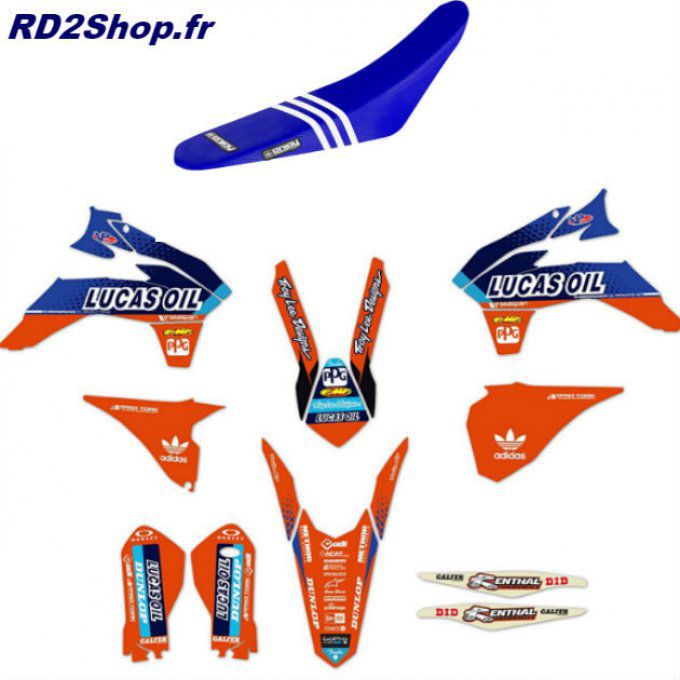 Kit déco Housse selle KTM SX / SXF / EXC ( 2013 / 2014 / 2015 /  2016 ) lucas oil