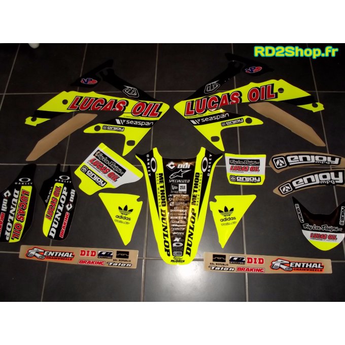 Kit Déco FLUO Honda CRF 450 LUCAS OIL ( 2005 / 2006 / 2007 /  2008 )