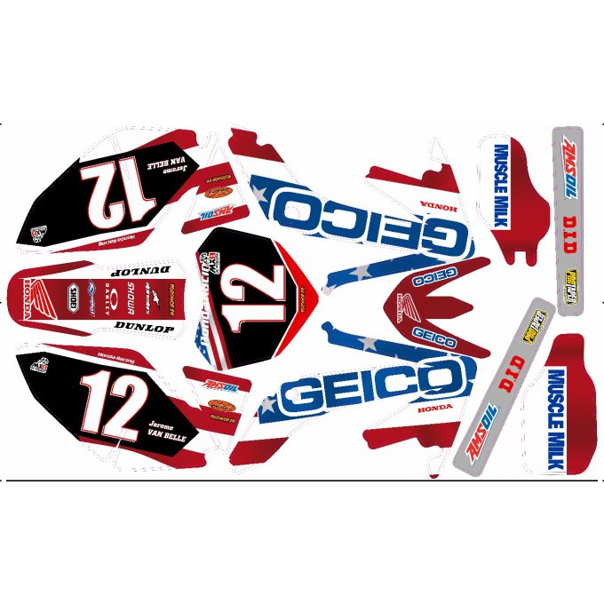 Kit déco Semi-perso Honda CRF 250 / 450 - 2005- 2006 - 2007 - 2008 - 2009 - 2010 - 2011 - 2012 - 201