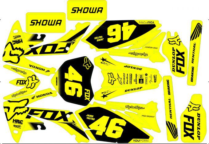 Kit déco Semi-perso FLUO Honda CR 125 / 250 ( 2002-07 ) - 