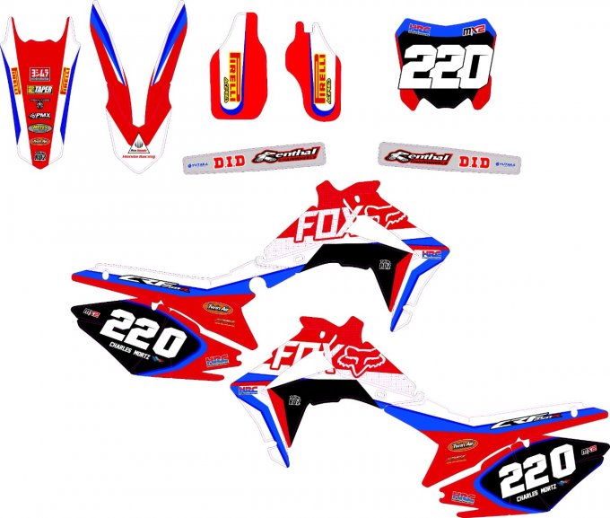 Kit déco Semi-perso fox Honda CRF CR  CRFX 125 / 250 / 450 - 2005-2022 - 