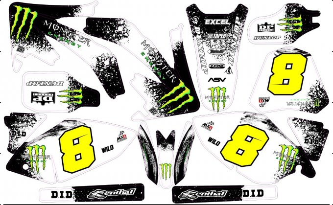 Kit déco Semi-perso Honda CRF  250 / 450  ( 2005 à 2013 )