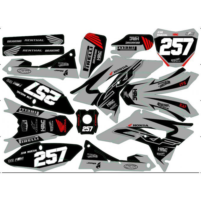 kit deco gris crf 250 - 450 2018 - 2019 - 2020 - 2021 - 2022 - 2023