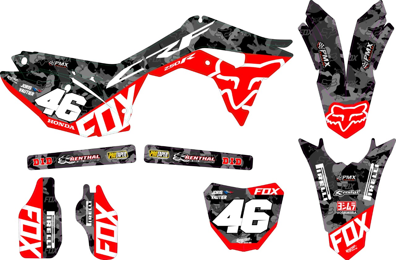 Kit déco Semiperso fox Honda CRF CR CRFX 125 / 250 / 450 20052021
