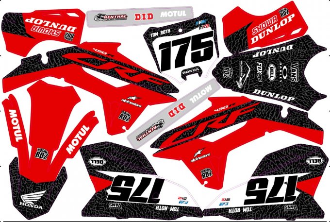 Kit déco Semi-perso  Honda CRF CR  CRFX 125 / 250 / 450 - rd2shop - 2020 - 2021 - 2022 - 2023