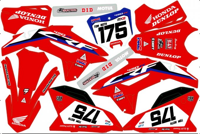 Kit déco Semi-perso  Honda CRF CR  CRFX 125 / 250 / 450 - 2019 - 2020 - 2021 - 2022 - 2023 -rd2shop