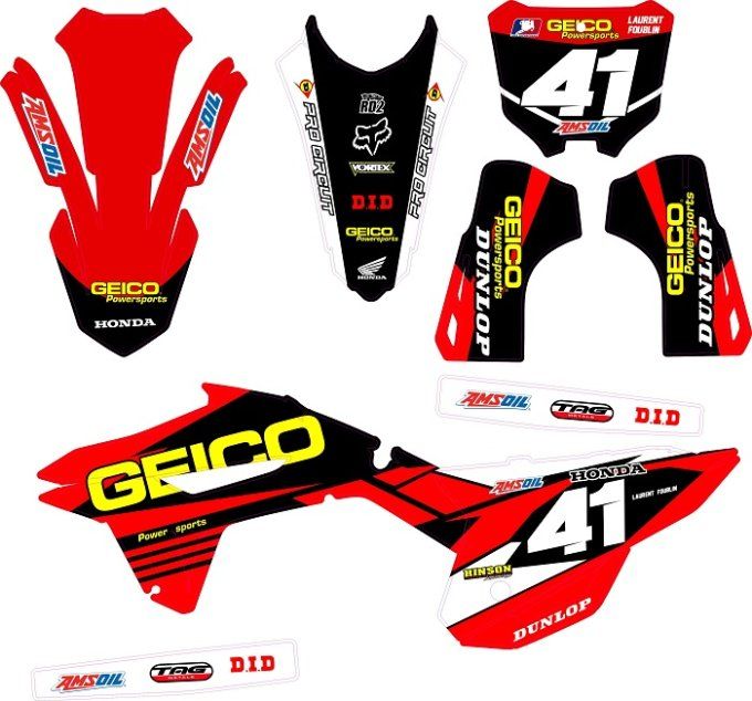 CRF 450  2021-2022 - CRF 250 2023 - kit deco -geico - team - graphics - rd2shop