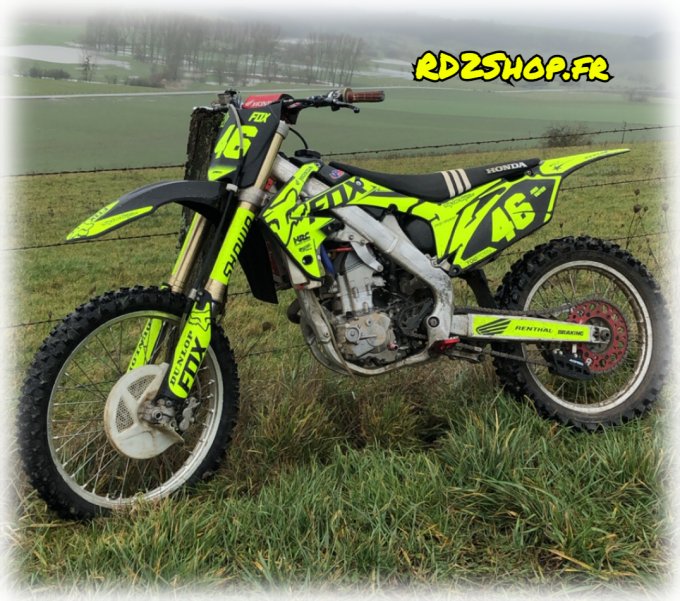 Kit déco FLUO Semi-perso Honda CRF 250 / 450 - 2005 à 2021 jaune