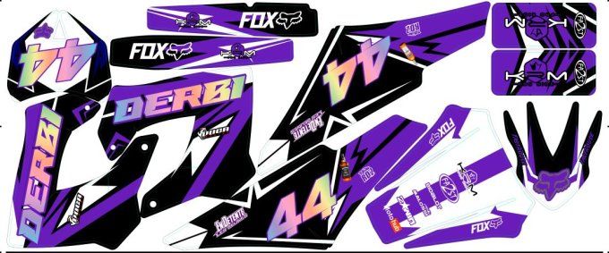 Derbi Victoria Bull - Tun R 44 - kit deco - violet - chrome