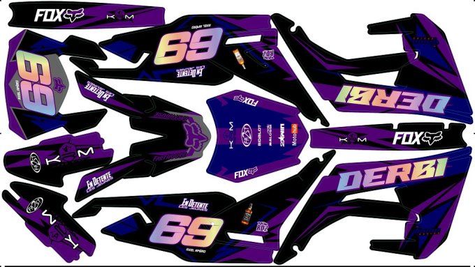 Derbi - Xtrem -SM 50 -2018-2021 - graphics - stickers - deco - kit - voca - violet - 