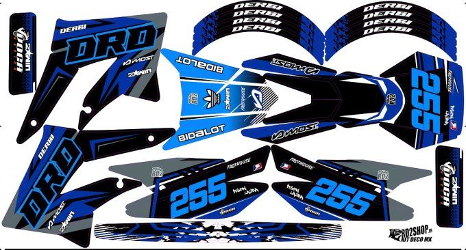 kit deoc -rd2shop - graphics - drd - xtrem - derbi - voca - bleu - rd2shop