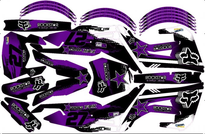 Kit Déco Perso 50 à boites DERBI / SHERCO / GILERA / RIEJU , fox , violet ,