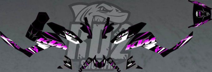 Duke 125 2011-2016-kit deco- stickers - rose - violet - ktm - autocollants - fille -