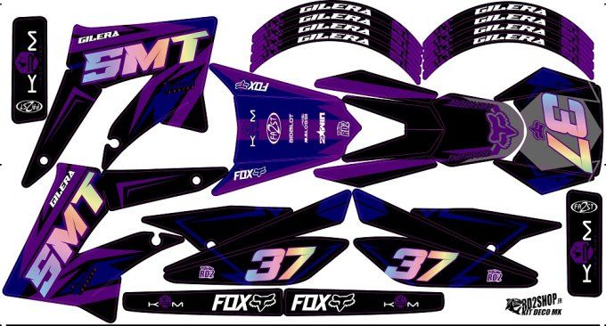 gilera -Derbi Xtrem SM - drd - kit deco - stickers - violet - rieju mrt -