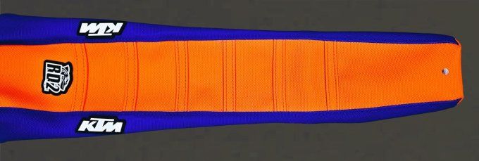 housse - de - selle - ktm - sx - 85 - sx85 - 2025 - 2026 - 2027 - bleu - orange - mxseat cover -