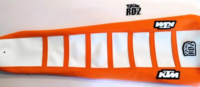 housse de selle - seat cover - ktm - sx - sxf - 2023 - 2024 - factory -rd2 - orange - blanc-exc