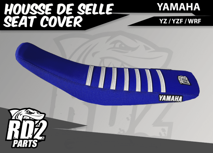 housse - de selle - seat cover mx - rd2 - yamaha - yz - 125 - 250 - bleu - mxseat - blanc -