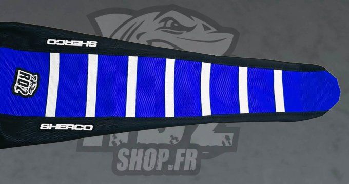 housse -de - selle - seat - cover - sherco - smr - 50 - bleu- noir - rd2 -
