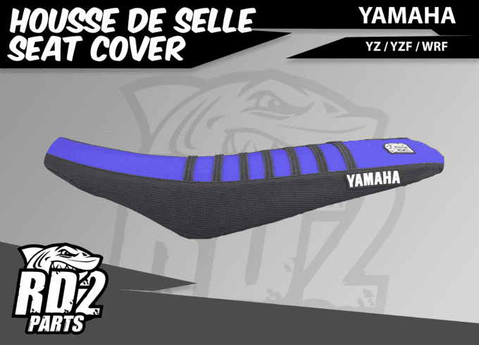 housse de selle - yz85 - yz 85 - yamaha - seat cover - mx - bleu - noir - bande - ribs - 2015 - 2016