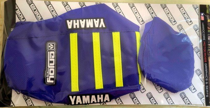 housse - selle - seat - mx - cover - jaune fluo - bleu - yellow - neon - enjoy - yzf - 250 - 450 - y