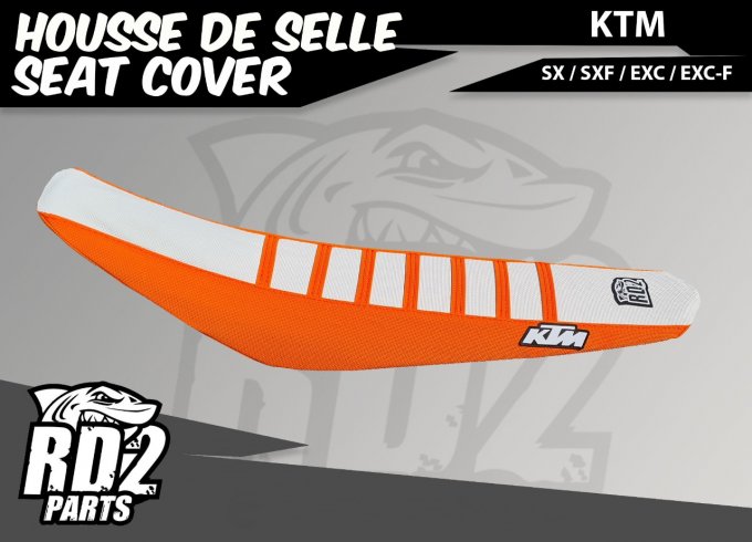 Housse de selle orange , blanc  ,KTM SX / SXF / EXC , 65 , 85 , 125 , 250 , 300 , 350 , 450 , 