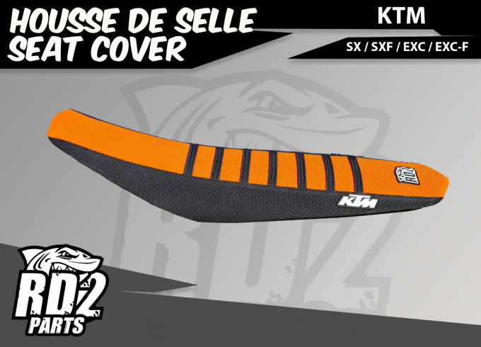 Housse de selle orange , noir ,KTM SX / SXF / EXC , 65 , 85 , 125 , 250 , 300 , 350 , 450 , rd2shop 