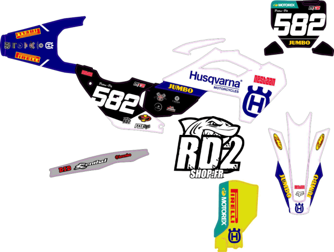 HUSQVARNA-  TE -2024- FC450-250-- 2023-tc 125 - kit deco - graphics - blanc -