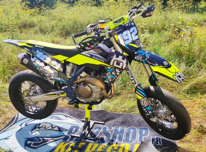 Kit Déco Semi-Perso HUSQVARNA ( 2018 à 2021 ) jaune fluo -  rd2shop , 125 , 250 , 450 