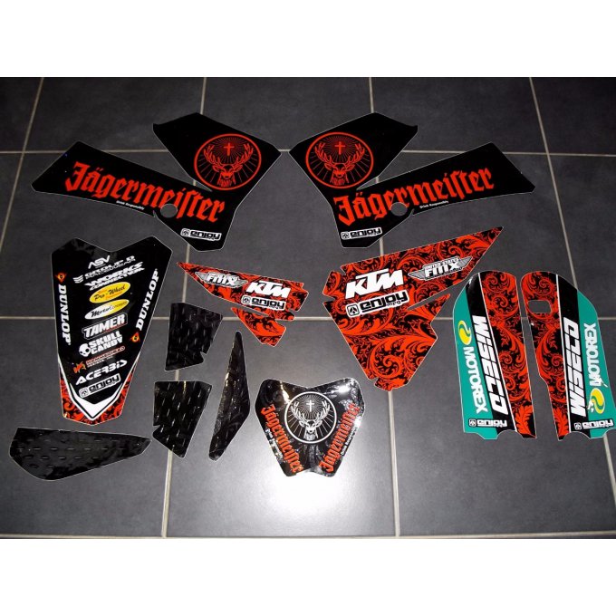 Kit déco JAGERMEISTER Serie Pailleté KTM SX 85 ( 2006 / 2007 / 2008 / 2009 / 2010 / 2011 / 2012 )