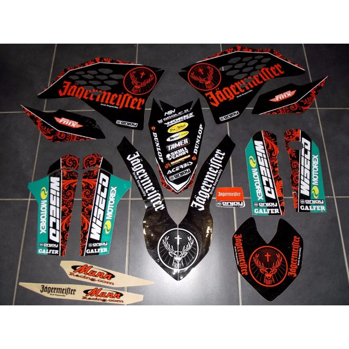 Kit déco autocollant ' JAGERMEISTER Série Pailleté ' pour motocross , supermotard Enduro Ktm SX / SX