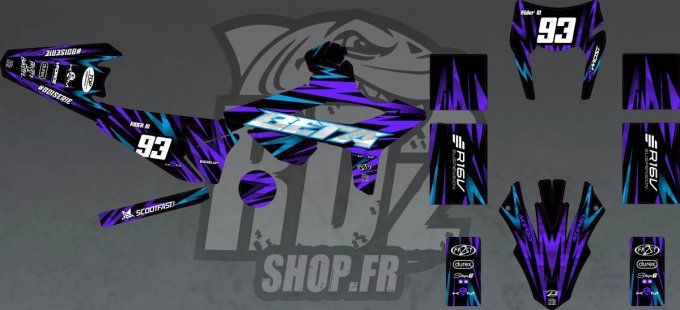 kit deco -Beta - 50-70-80-100- Track-rr-racing-bleu-violet-stickers-