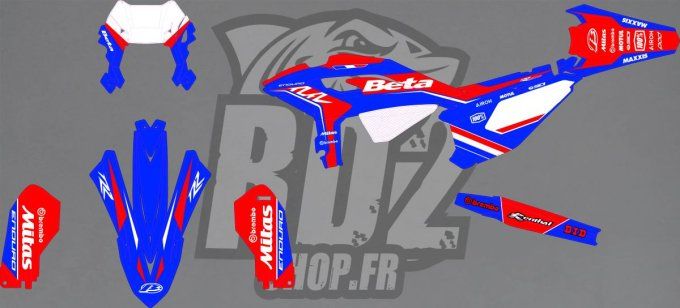 kit deco - beta - race - rr - xpro - 125 - 200 - 250 - 300 -350 - 390 - 480 - 430 - rouge - bleu -
