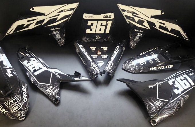kit deco - blanc - noir - ktm - sxf - sx - exc - 2024 - 2025 - 2026 - autocollants - graphics - 125