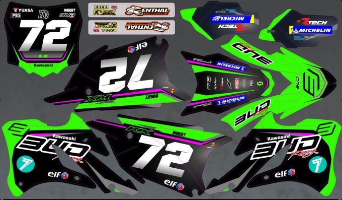kit deco - bud - kawasaki - stickers - KX 85 -2022 -2023 -204- 2025 -2026-