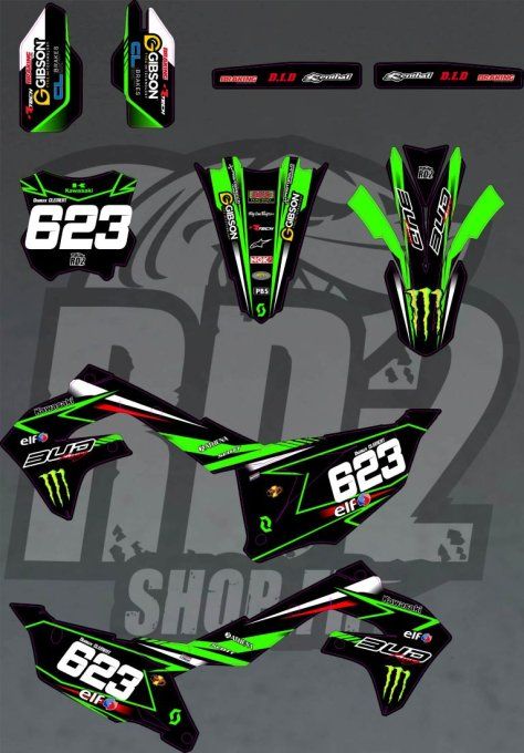 kit deco - bud - racing - kxf  - kx - 250 - 40 - kawasaki - team - graphics - stickers -