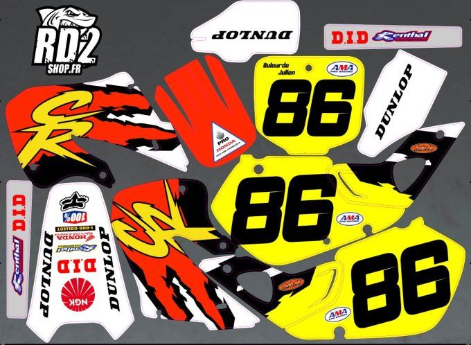 kit deco - CR 125 -  1998-1999  - cr -250 -1997-vintage -honda- autocollants -