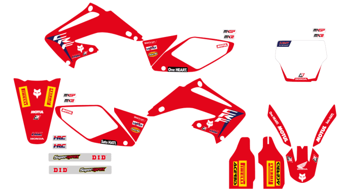 kit deco - cr - 125 - 250 - honda - hrc - autocollants -