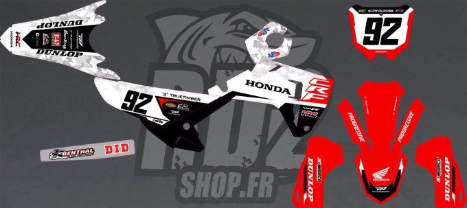 kit deco - crf - honda - 250 - 450 - blanc - rouge - graphics - perso - motocross- 2027 - 2026 - 202