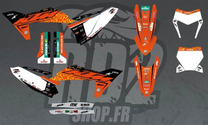 kit deco - exc - excf - ktm - sx - sxf - 2023 - 2024 - 2025 - grahics - stickers - orange - 125 - 25