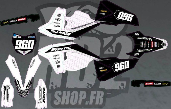 kit deco - Fantic - 125 - 250 - 450 - perso- blanc - noir - graphics -