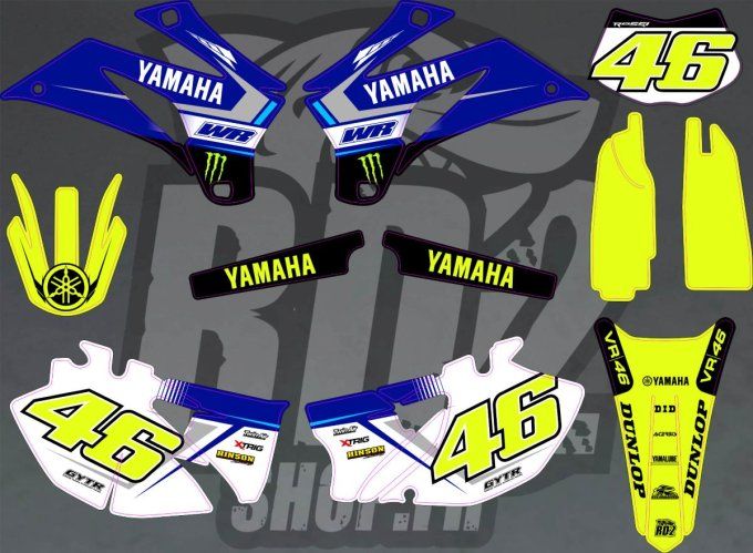 kit deco - fluo - rossi - yamaha - yz - yzf - wrf - 46 - autocollants -