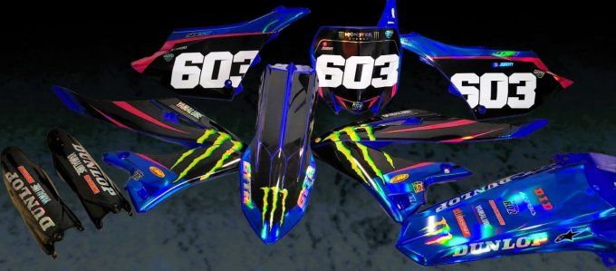 kit deco - full - holographique - yz 125 - monster - yz - yamaha - perso - graphics - chrome -